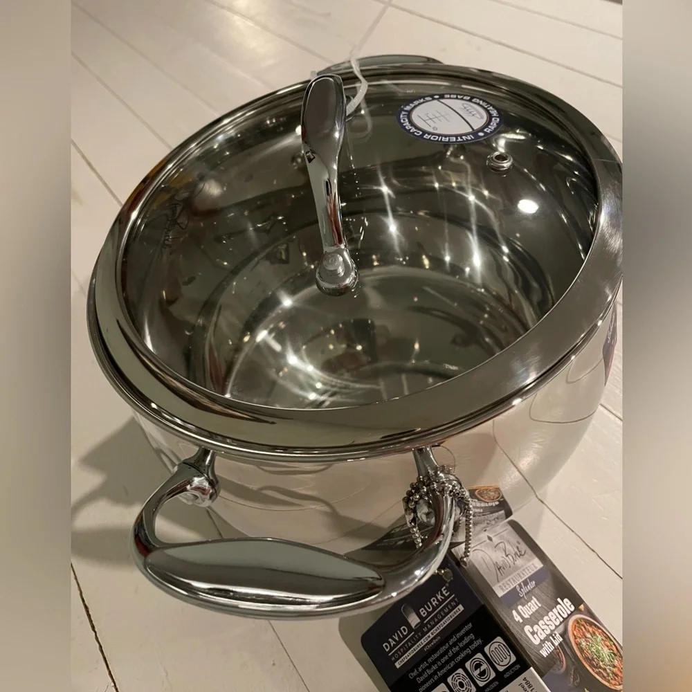 David Burke 4 Quart Stainless Steel Casserole With Lid Splendor Series 500F NEW
